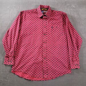 Wrangler George Straight Pearl Snap Long Sleep Button Up Mens‎ Shirt Red Large
